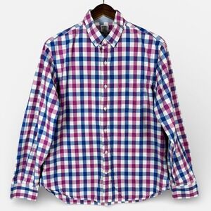 Bonobos‎ Button Down Shirt Mens Large Purple Blue Gingham Check Standard Fit